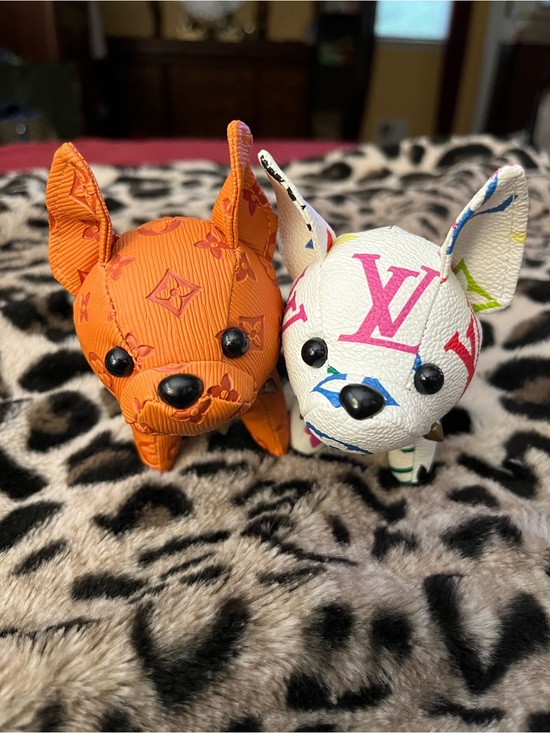 Accessories - Designer-Inspired Orange and White Leather Dog Bag Charms (2)